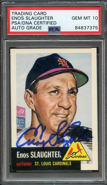 1991 TOPPS ARCHIVES SIGNED ENOS SLAUGHTER PSA/DNA AUTO 10