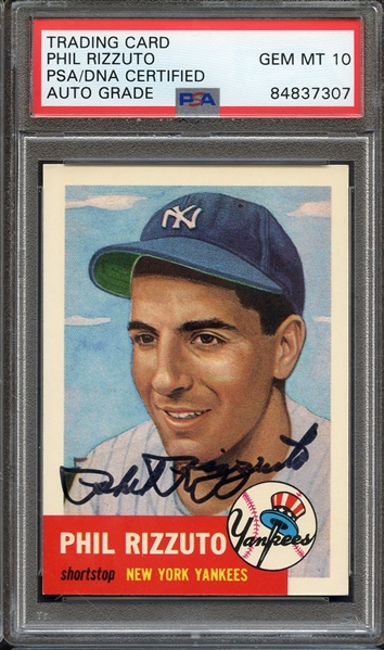 1991 TOPPS ARCHIVES SIGNED PHIL RIZZUTO PSA/DNA AUTO 10