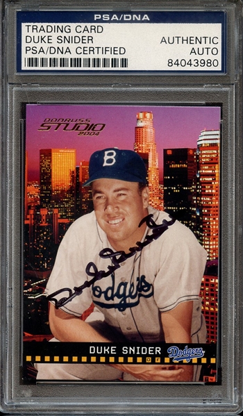 2004 DONRUSS STUDIO SINGED DUKE SNIDER PSA/DNA AUTO AUTHENTIC