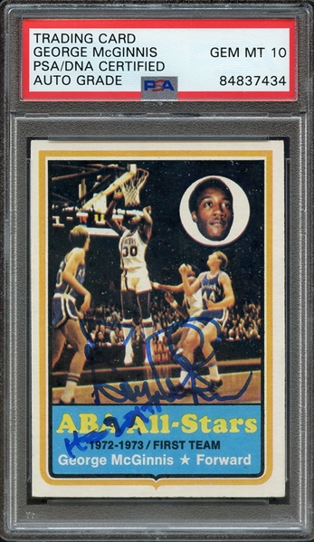 1973 TOPPS 180 SIGNED GEORGE MCGINNIS PSA/DNA AUTO 10