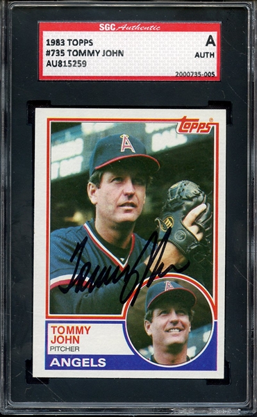 1983 TOPPS 735 SIGNED TOMMY JOHN SGC AUTO AUTHENTIC