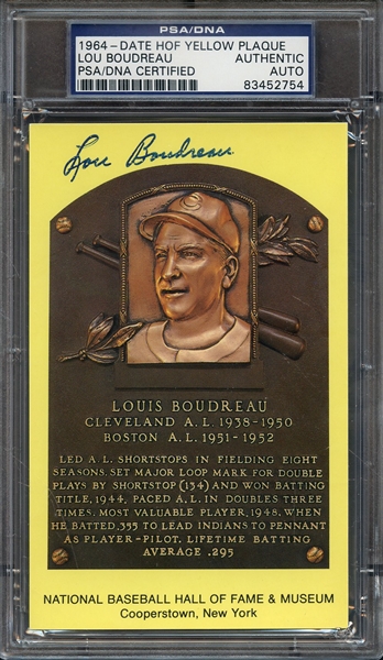 LOU BOUDREAU SIGNED HOF POSTCARD PSA/DNA AUTO AUTHENTIC