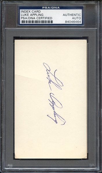 LUKE APPLING SIGNED INDEX CARD PSA/DNA AUTO AUTHENTIC