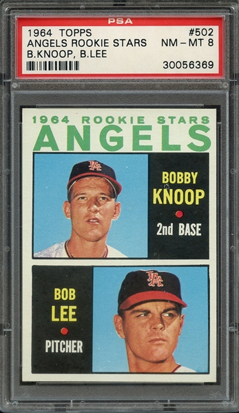 1964 TOPPS 502 ANGELS ROOKIES B.KNOOP/B.LEE PSA NM-MT 8