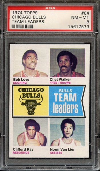1974 TOPPS 84 CHICAGO BULLS TEAM LEADERS PSA NM-MT 8