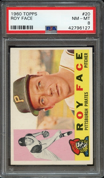 1960 TOPPS 20 ROY FACE PSA NM-MT 8