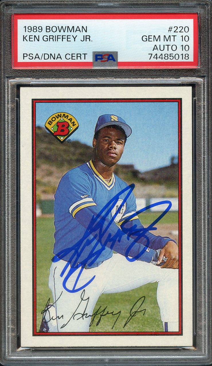 Lot Detail - 1989 BOWMAN 220 SIGNED KEN GRIFFEY JR PSA MINT PSA GEM MT ...