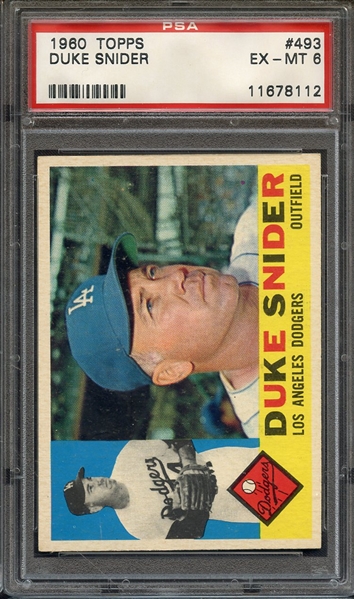 1960 TOPPS 493 DUKE SNIDER PSA EX-MT 6