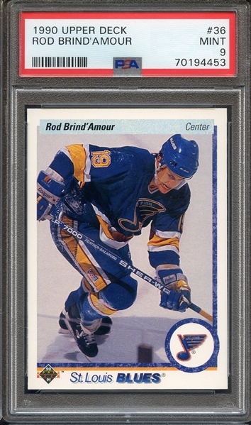 1990 UPPER DECK 36 ROD BRIND'AMOUR PSA MINT 9