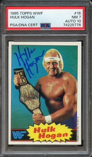 Lot Detail - 1985 Topps Wwf 16 Signed Hulk Hogan Psa Nm 7 Psa Dna Auto 10