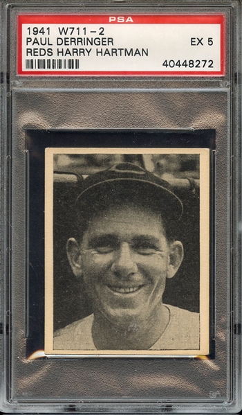 1940 CINCINNATI REDS TEAM ISSUE PAUL DERRINGER TEAM ISSUE PSA EX 5