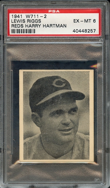 1940 CINCINNATI REDS TEAM ISSUE LEWIS RIGGS TEAM ISSUE PSA EX-MT 6