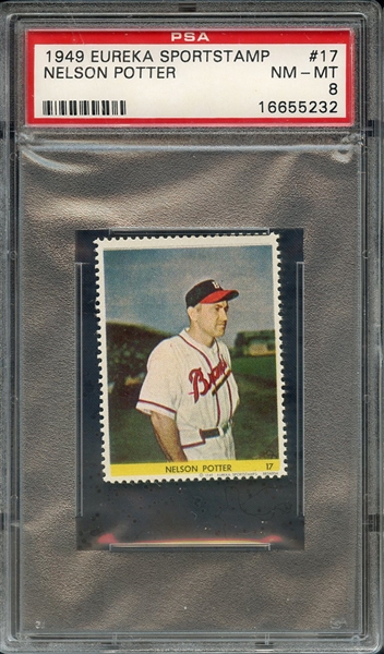 1949 EUREKA SPORTSTAMPS 17 NELSON POTTER PSA NM-MT 8