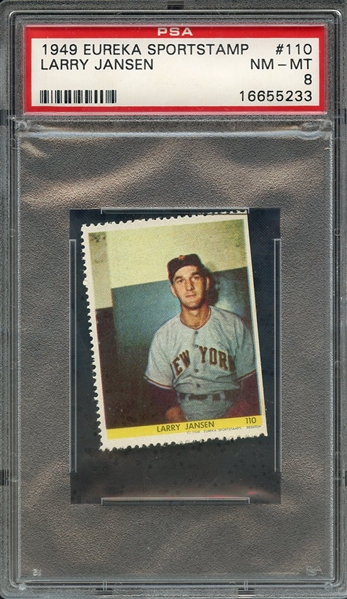 1949 EUREKA SPORTSTAMPS 110 LARRY JANSEN PSA NM-MT 8