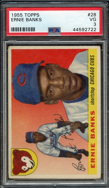 1955 TOPPS 28 ERNIE BANKS PSA VG 3