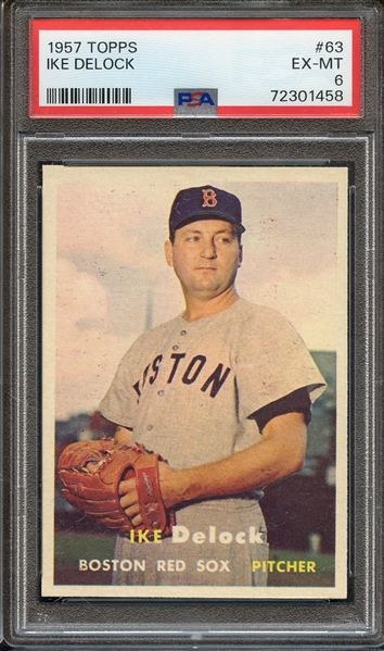 1957 TOPPS 63 IKE DELOCK PSA EX-MT 6