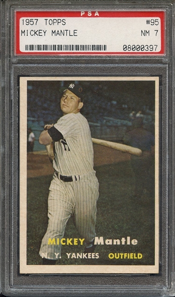 1957 TOPPS 95 MICKEY MANTLE PSA NM 7