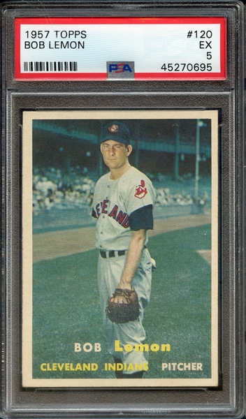 1957 TOPPS 120 BOB LEMON PSA EX 5