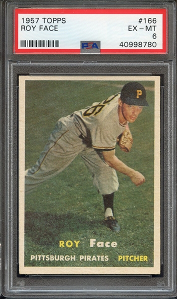 1957 TOPPS 166 ROY FACE PSA EX-MT 6