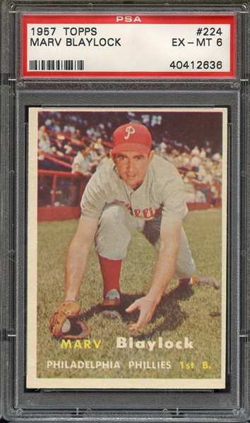 1957 TOPPS 224 MARV BLAYLOCK PSA EX-MT 6