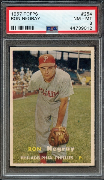 1957 TOPPS 254 RON NEGRAY PSA NM-MT 8