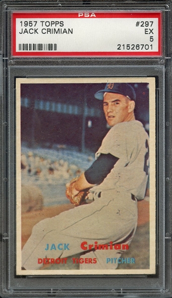 1957 TOPPS 297 JACK CRIMIAN PSA EX 5