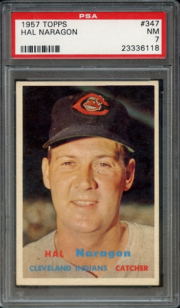 1957 TOPPS 347 HAL NARAGON PSA NM 7