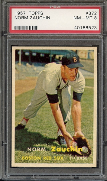 1957 TOPPS 372 NORM ZAUCHIN PSA NM-MT 8