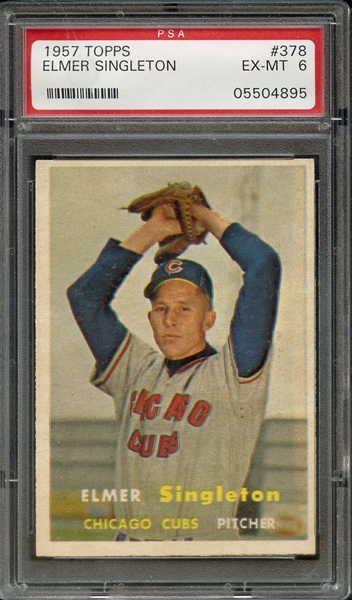 1957 TOPPS 378 ELMER SINGLETON PSA EX-MT 6