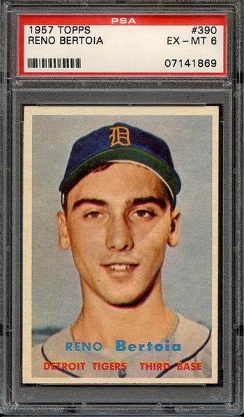 1957 TOPPS 390 RENO BERTOIA PSA EX-MT 6