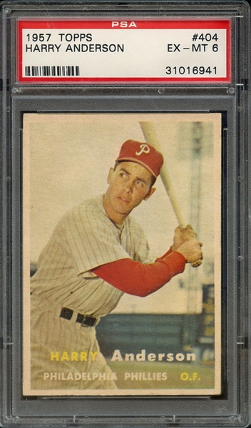 1957 TOPPS 404 HARRY ANDERSON PSA EX-MT 6