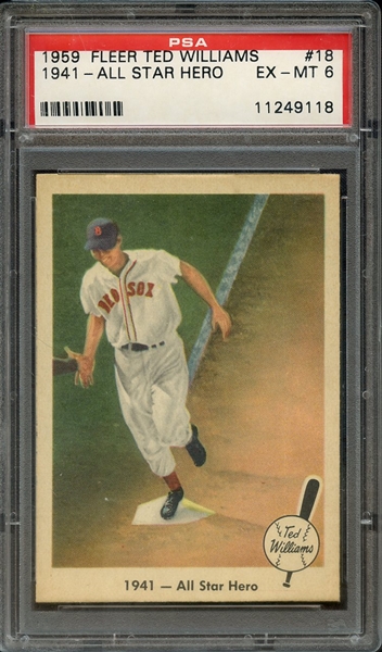 1959 FLEER TED WILLIAMS 18 1941-ALL STAR HERO PSA EX-MT 6