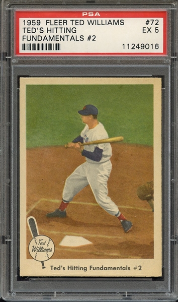 1959 FLEER TED WILLIAMS 72 TED'S HITTING FUNDAMENTALS #2 PSA EX 5