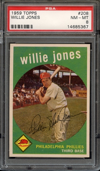 1959 TOPPS 208 WILLIE JONES PSA NM-MT 8