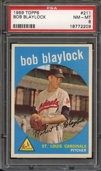 1959 TOPPS 211 BOB BLAYLOCK PSA NM-MT 8