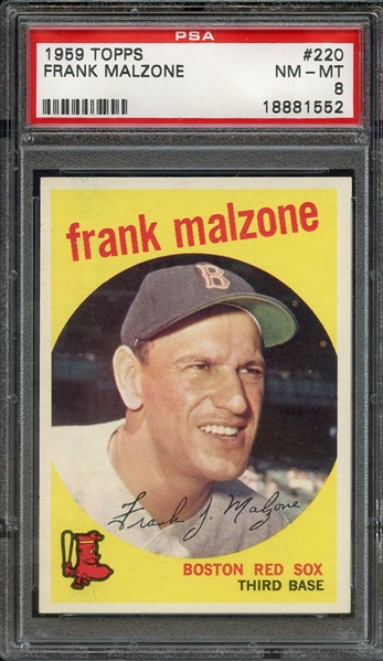 1959 TOPPS 220 FRANK MALZONE PSA NM-MT 8