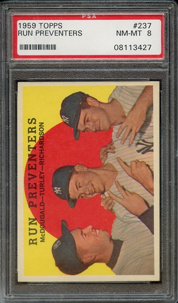 1959 TOPPS 237 RUN PREVENTERS McDGLD/TURLEY/RCHRDSN PSA NM-MT 8