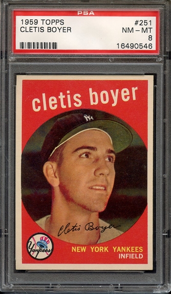 1959 TOPPS 251 CLETIS BOYER PSA NM-MT 8