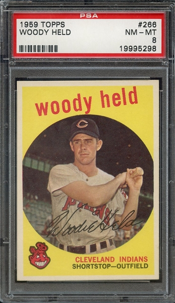 1959 TOPPS 266 WOODY HELD PSA NM-MT 8