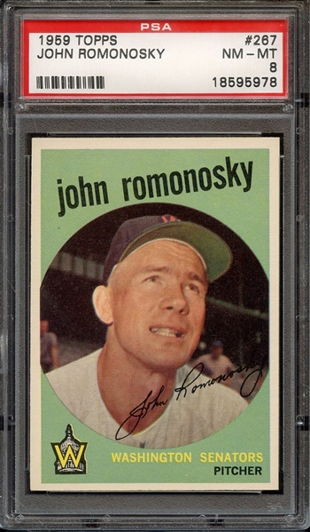 1959 TOPPS 267 JOHN ROMONOSKY PSA NM-MT 8