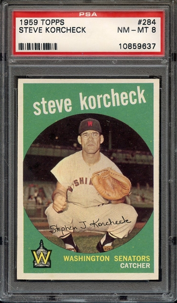 1959 TOPPS 284 STEVE KORCHECK PSA NM-MT 8