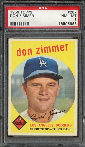 1959 TOPPS 287 DON ZIMMER PSA NM-MT 8