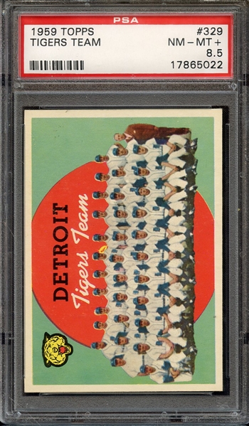 1959 TOPPS 329 TIGERS TEAM PSA NM-MT+ 8.5