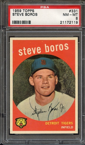 1959 TOPPS 331 STEVE BOROS PSA NM-MT 8