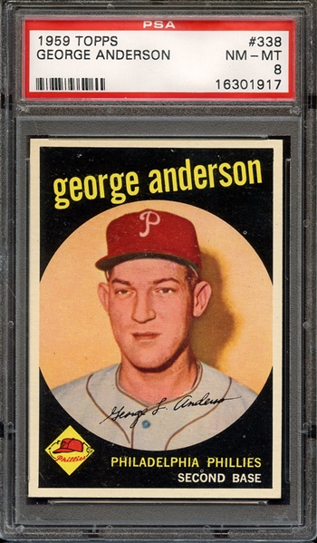 1959 TOPPS 338 GEORGE ANDERSON PSA NM-MT 8