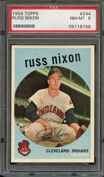 1959 TOPPS 344 RUSS NIXON PSA NM-MT 8