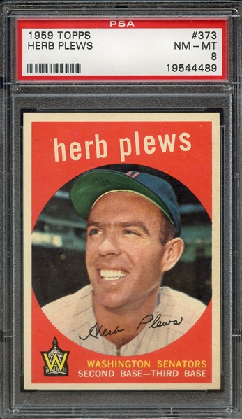 1959 TOPPS 373 HERB PLEWS PSA NM-MT 8