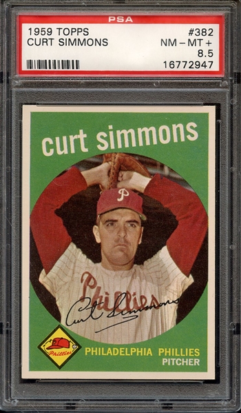 1959 TOPPS 382 CURT SIMMONS PSA NM-MT+ 8.5