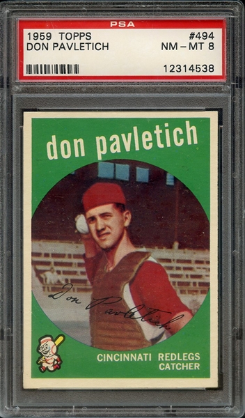 1959 TOPPS 494 DON PAVLETICH PSA NM-MT 8