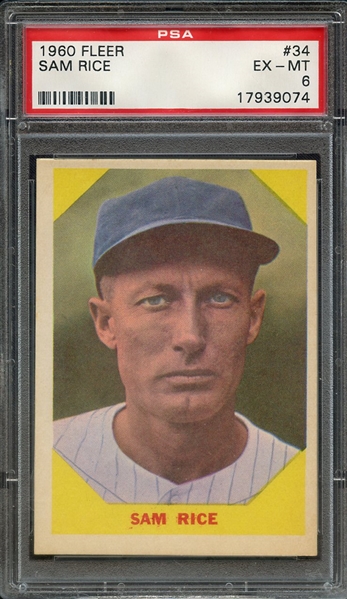 1960 FLEER 34 SAM RICE PSA EX-MT 6